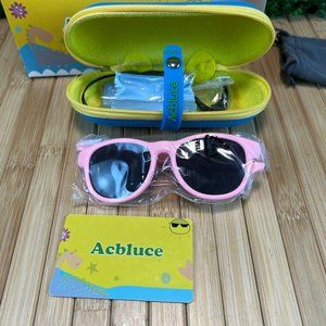 New Kids Sunglasses Polarized 100% UV Protection Pink Girls with Case Gift